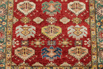 4x13 Red and Green Kazak Tribal Runner