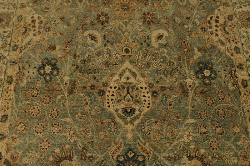 6x14 Light Green and Beige Turkish Oushak Rug