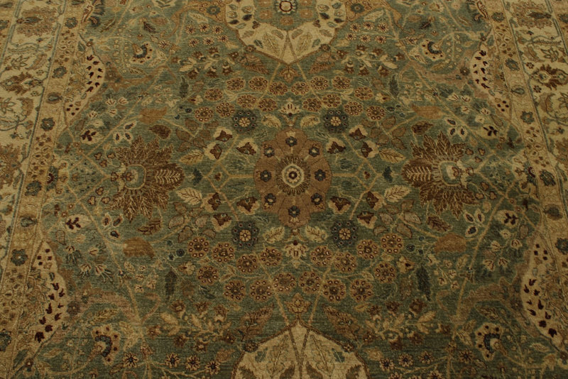6x14 Light Green and Beige Turkish Oushak Rug