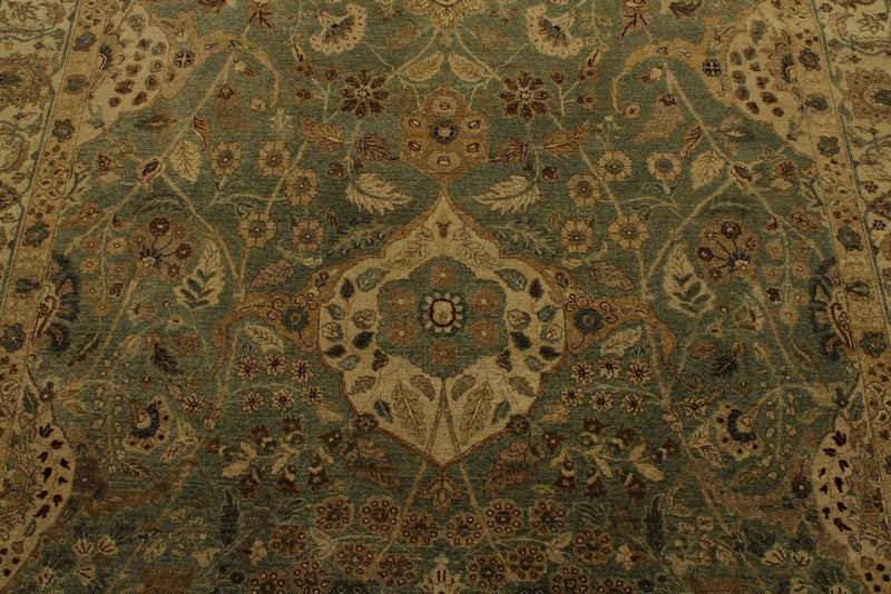 6x14 Light Green and Beige Turkish Oushak Rug
