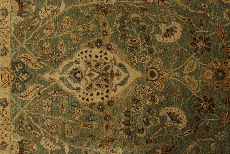 6x14 Light Green and Beige Turkish Oushak Rug