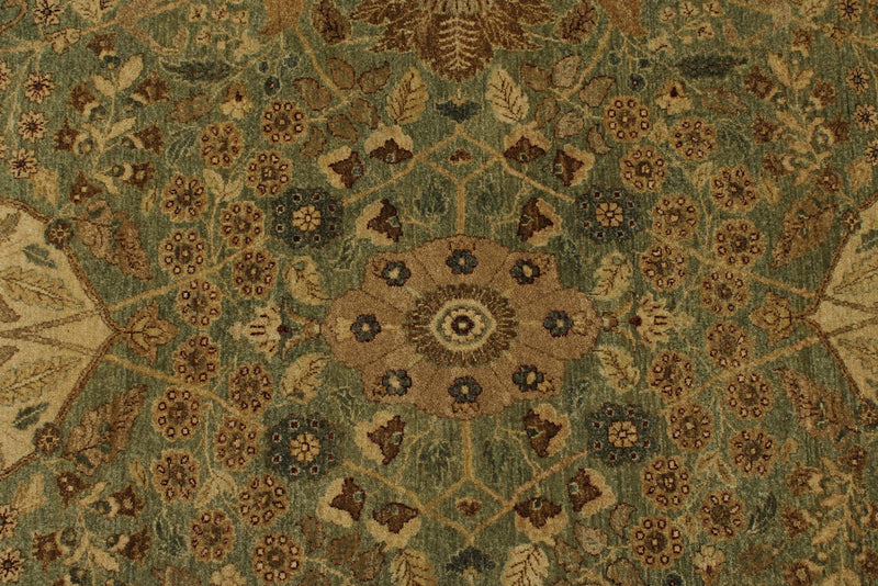 6x14 Light Green and Beige Turkish Oushak Rug
