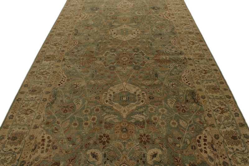 6x14 Light Green and Beige Turkish Oushak Rug