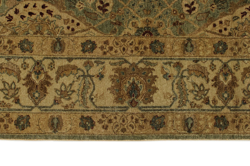 6x14 Light Green and Beige Turkish Oushak Rug