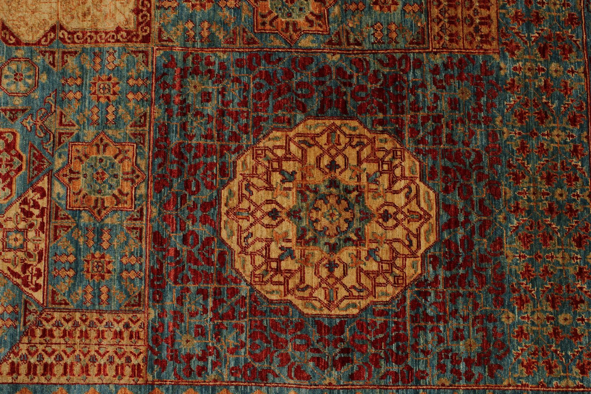 12x17 Burgundy and Multicolor Turkish Tribal Rug