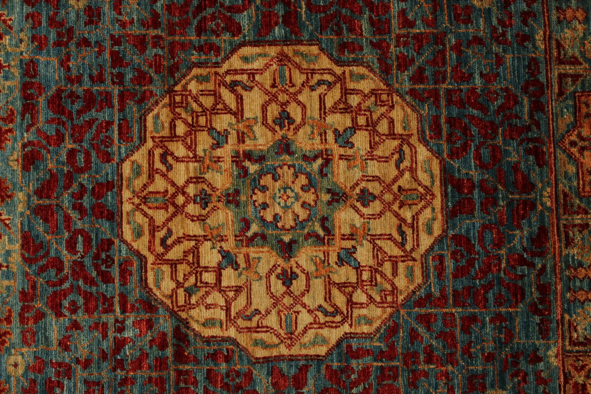 12x17 Burgundy and Multicolor Turkish Tribal Rug