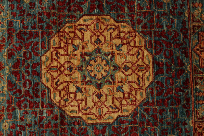 12x17 Burgundy and Multicolor Turkish Tribal Rug