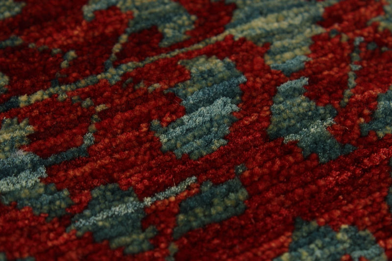 12x17 Burgundy and Multicolor Turkish Tribal Rug