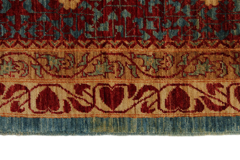 12x17 Burgundy and Multicolor Turkish Tribal Rug