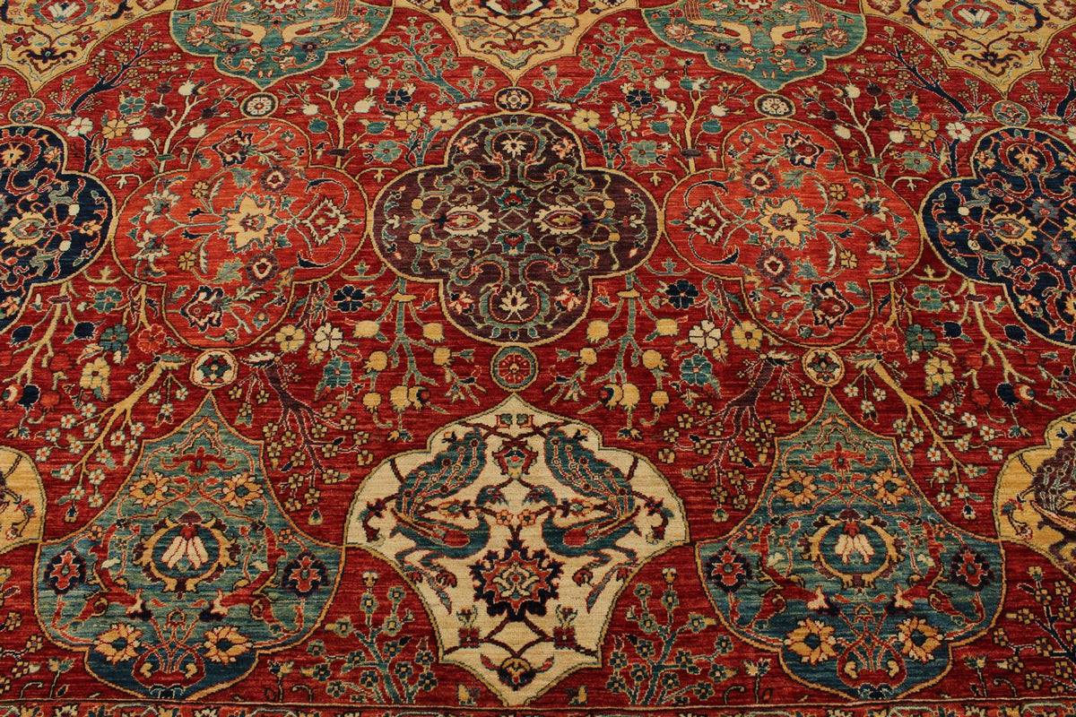 12x16 Burgundy and Multıcolor Anatolian Tribal Rug