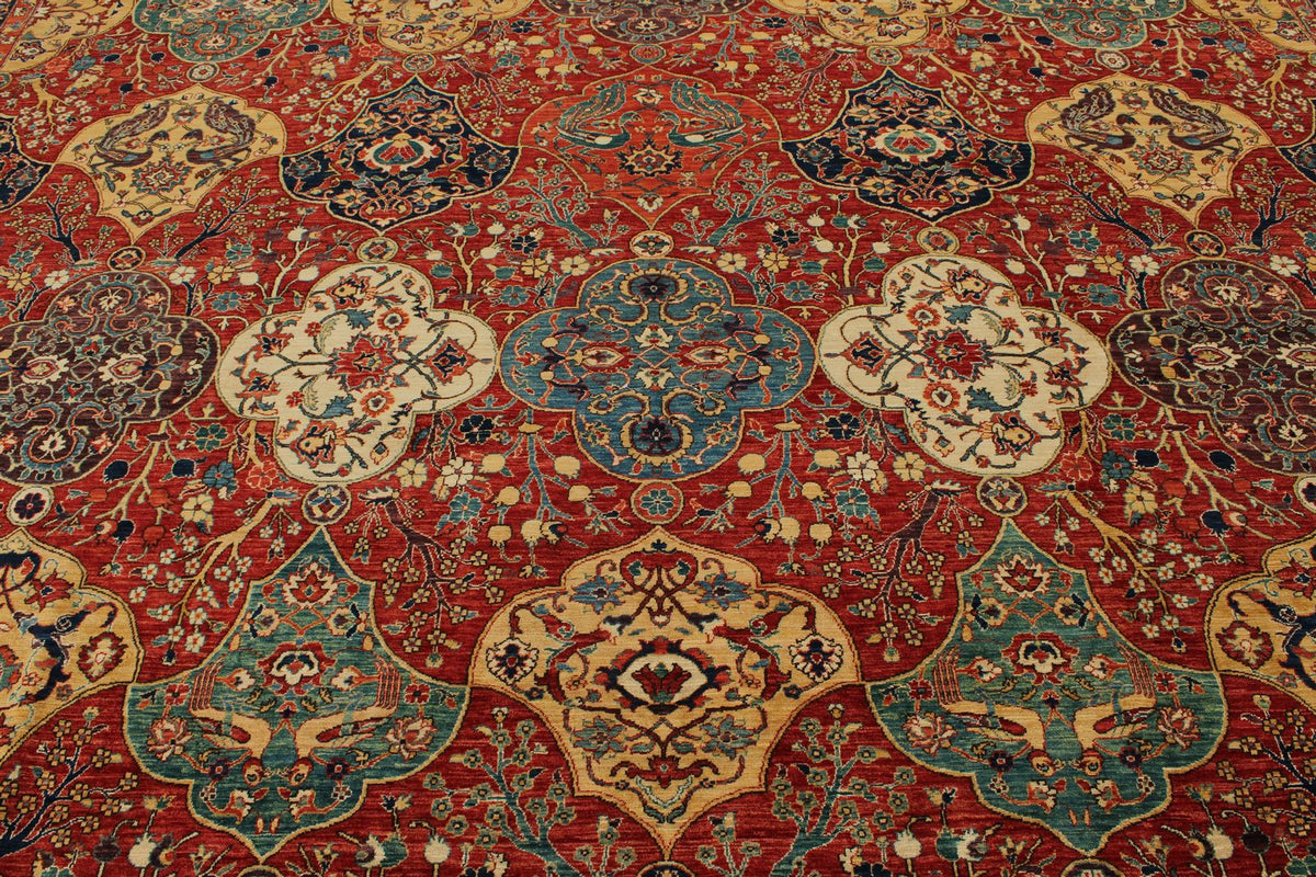12x16 Burgundy and Multıcolor Anatolian Tribal Rug