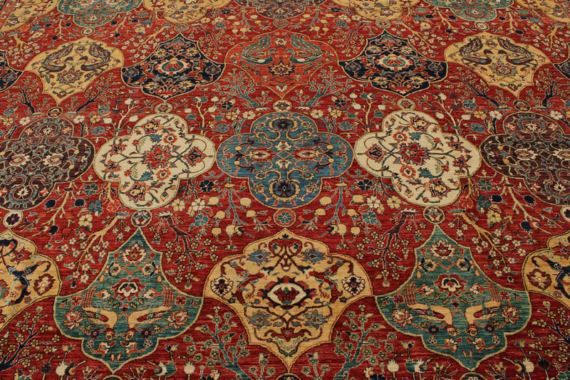 12x16 Burgundy and Multıcolor Anatolian Tribal Rug