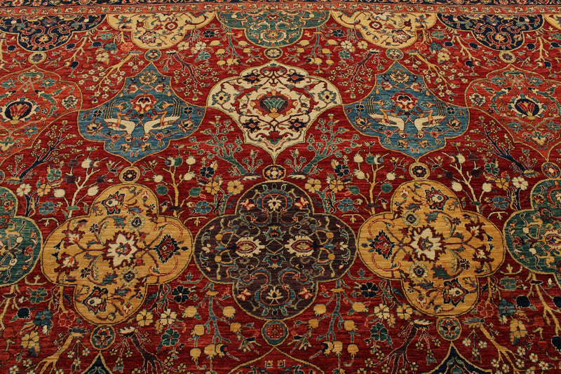 12x16 Burgundy and Multıcolor Anatolian Tribal Rug