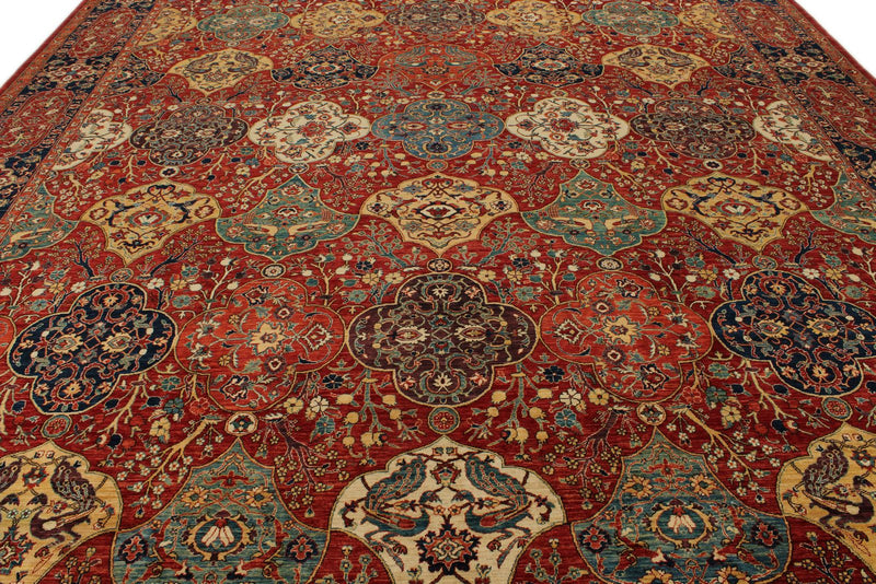 12x16 Burgundy and Multıcolor Anatolian Tribal Rug