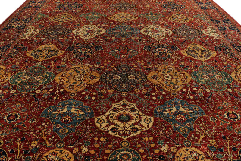 12x16 Burgundy and Multıcolor Anatolian Tribal Rug