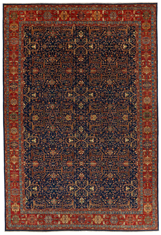 12x18 Navy and Red Anatolian Traditional Rug