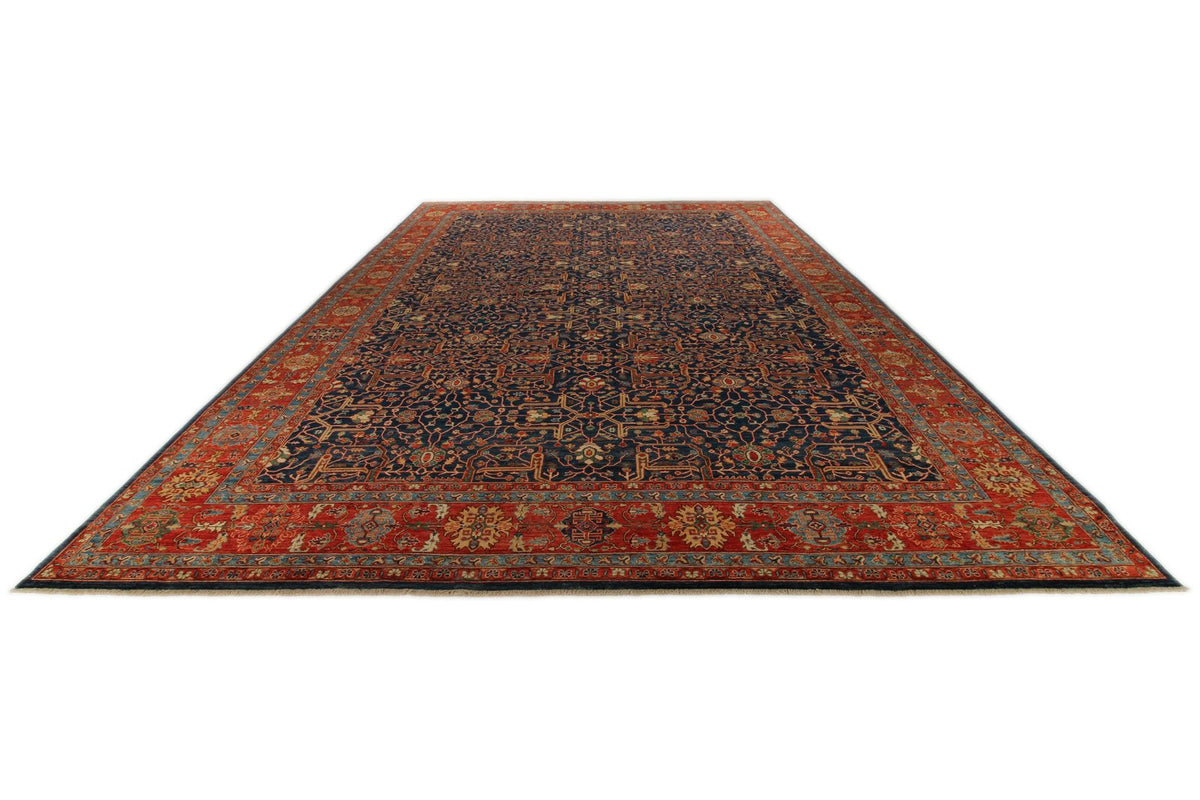 12x18 Navy and Red Anatolian Traditional Rug