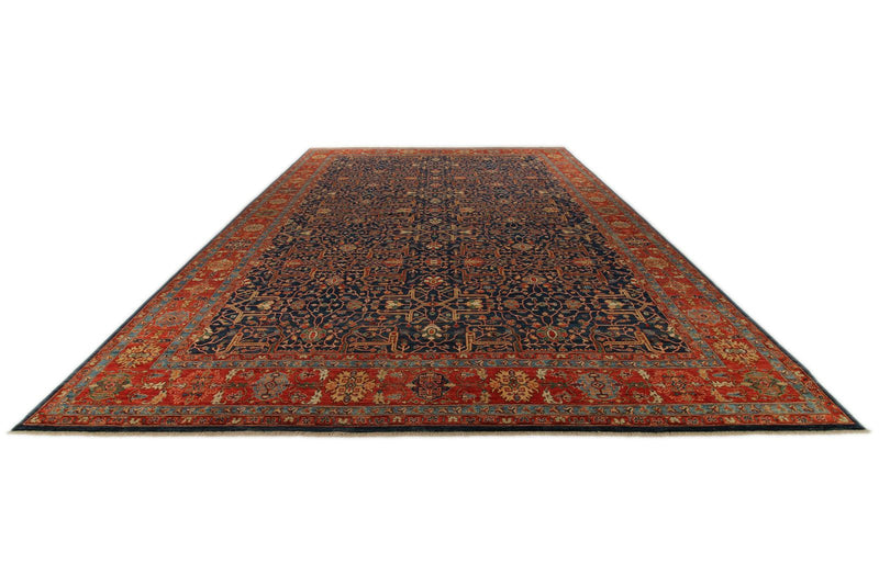12x18 Navy and Red Anatolian Traditional Rug