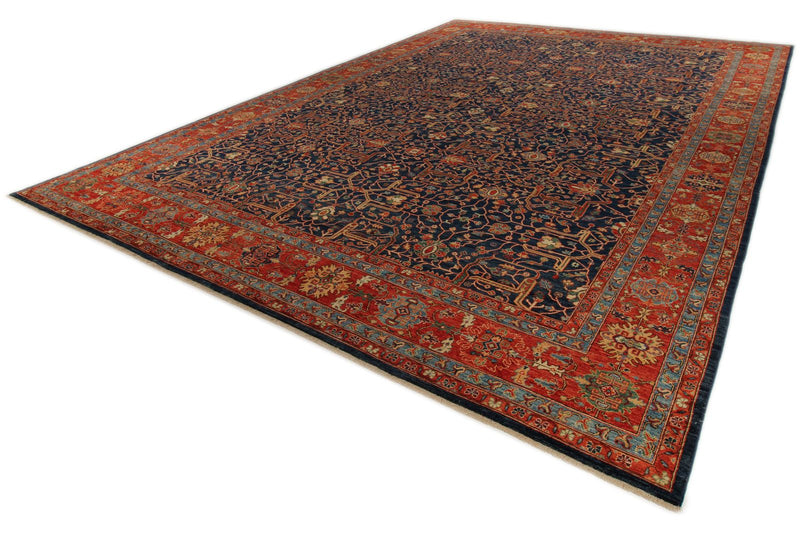 12x18 Navy and Red Anatolian Traditional Rug