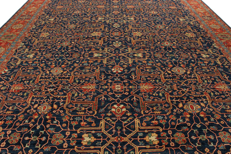 12x18 Navy and Red Anatolian Traditional Rug
