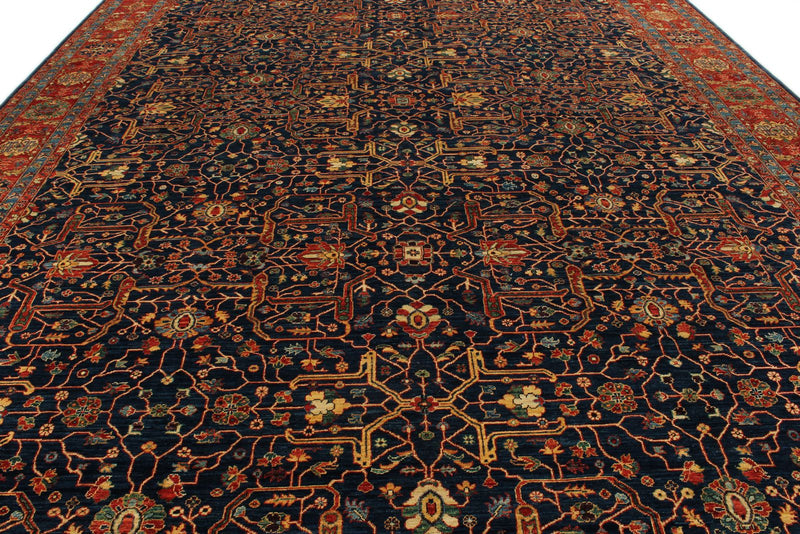 12x18 Navy and Red Anatolian Traditional Rug