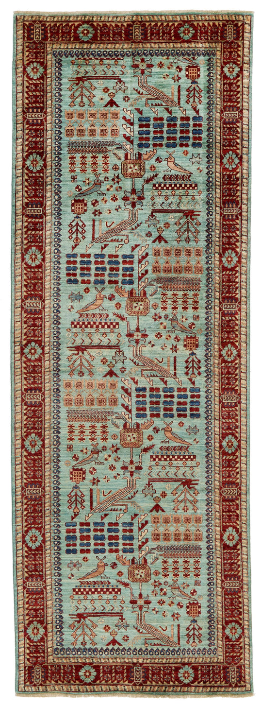 4x12 Blue and Red Anatolian Traditional Runner