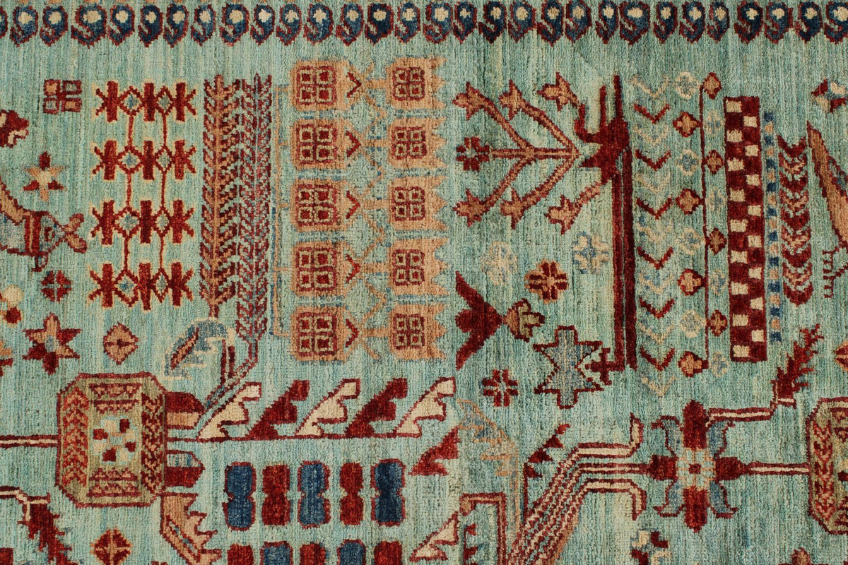 4x12 Blue and Red Anatolian Traditional Runner