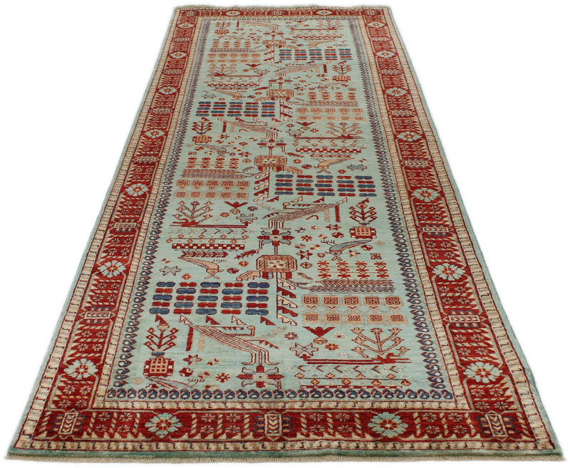 4x12 Blue and Red Anatolian Traditional Runner