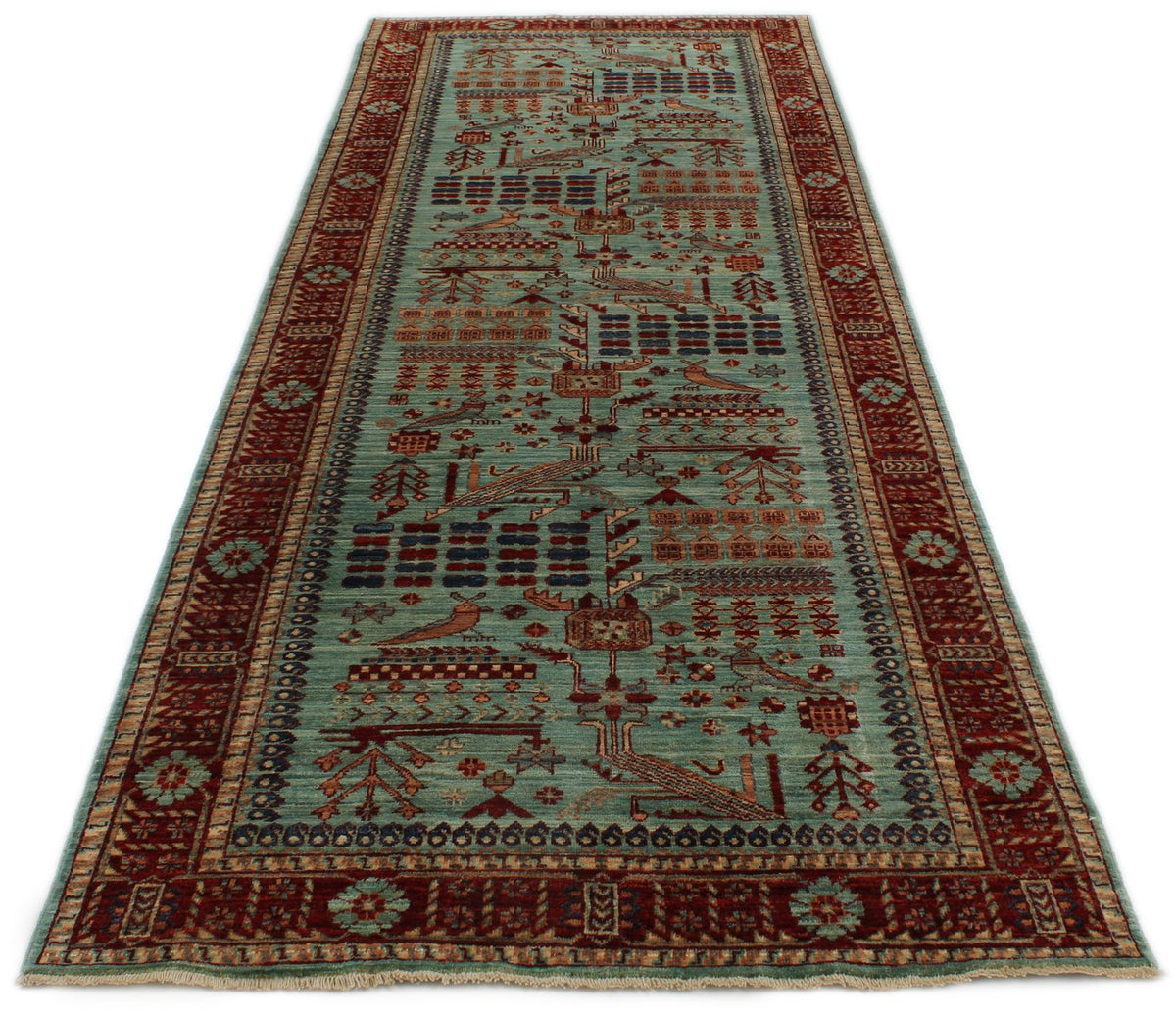 4x12 Blue and Red Anatolian Traditional Runner