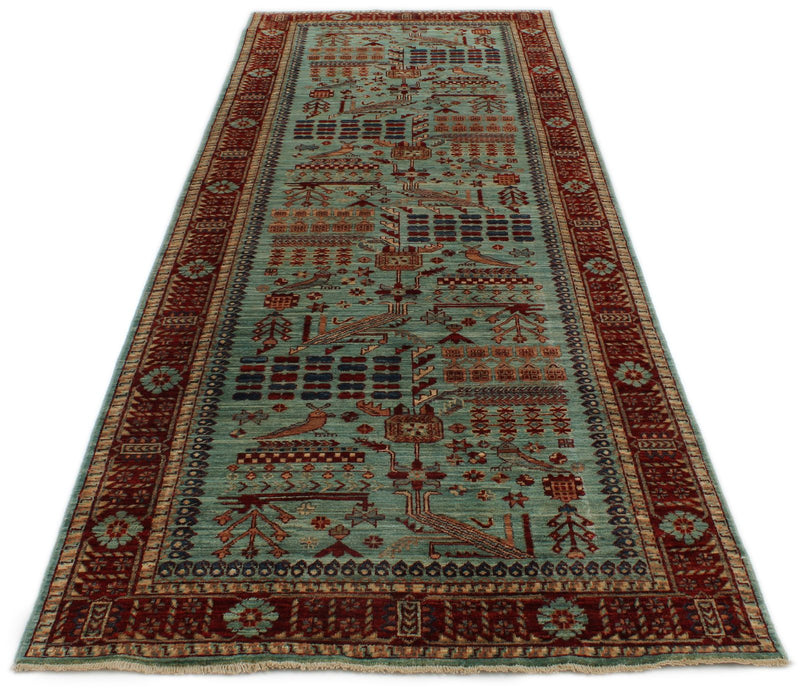 4x12 Blue and Red Anatolian Traditional Runner