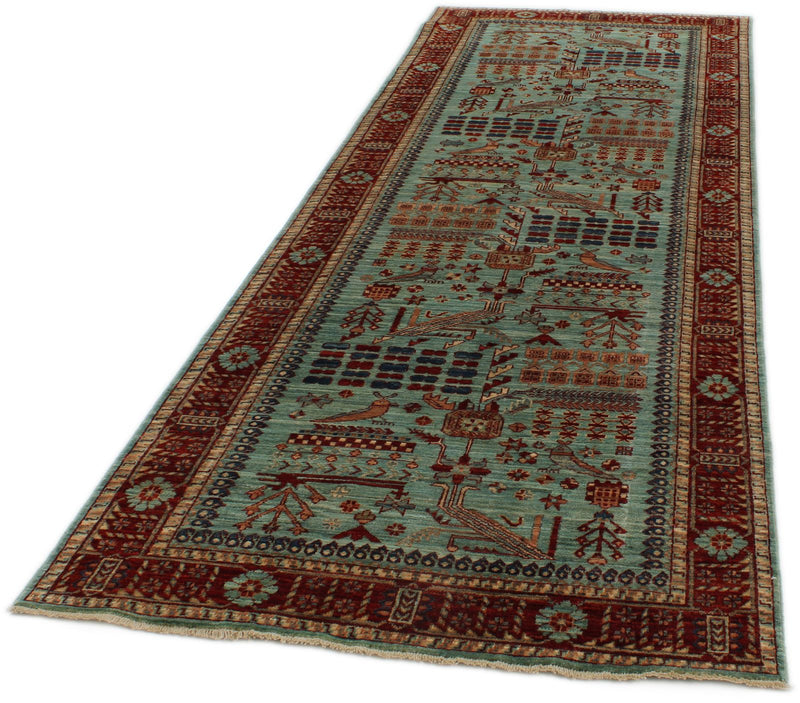 4x12 Blue and Red Anatolian Traditional Runner