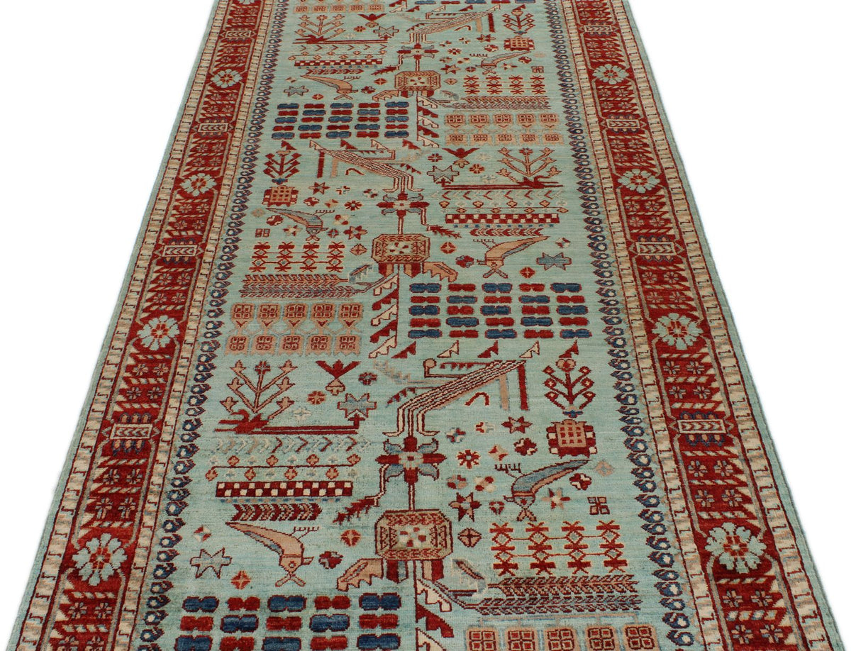 4x12 Blue and Red Anatolian Traditional Runner