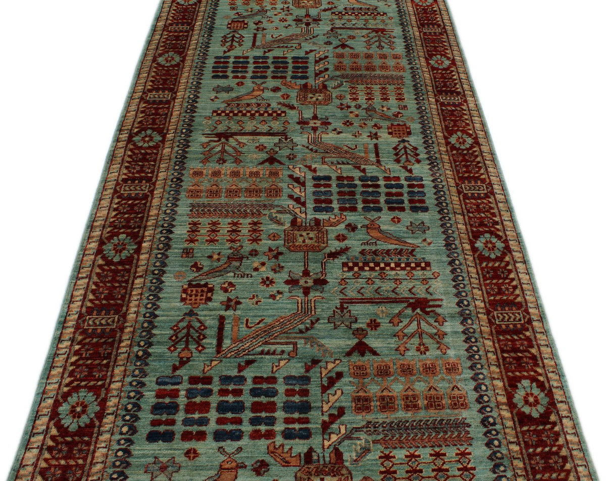 4x12 Blue and Red Anatolian Traditional Runner