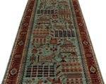 4x12 Blue and Red Anatolian Traditional Runner