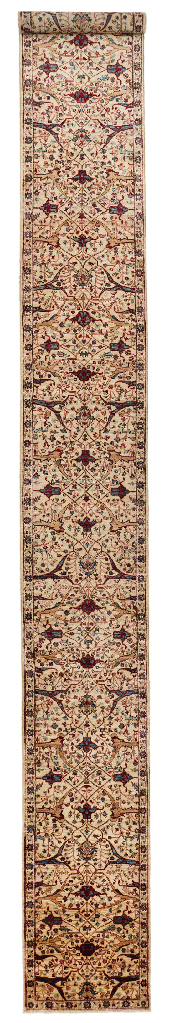 3x25 Beige and Multicolor Anatolian Traditional Runner