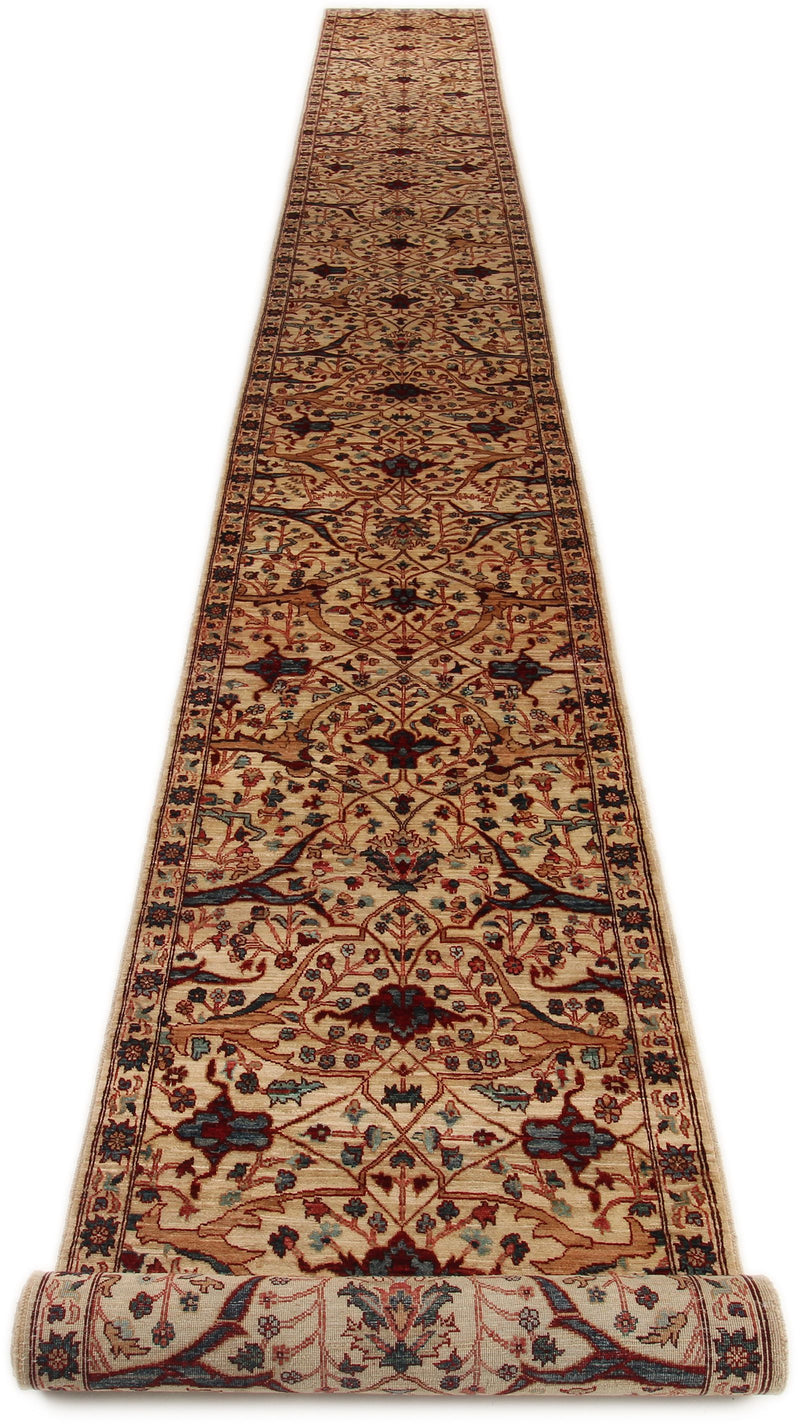 3x25 Beige and Multicolor Anatolian Traditional Runner