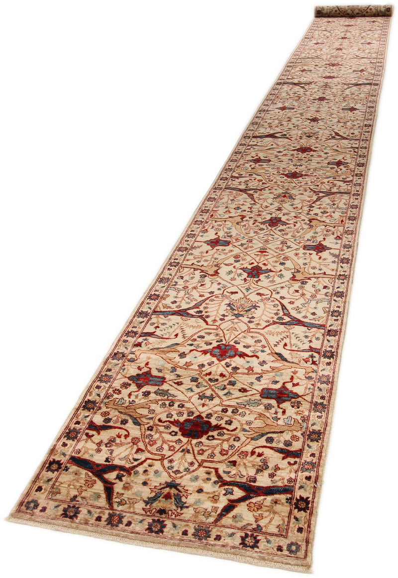 3x25 Beige and Multicolor Anatolian Traditional Runner