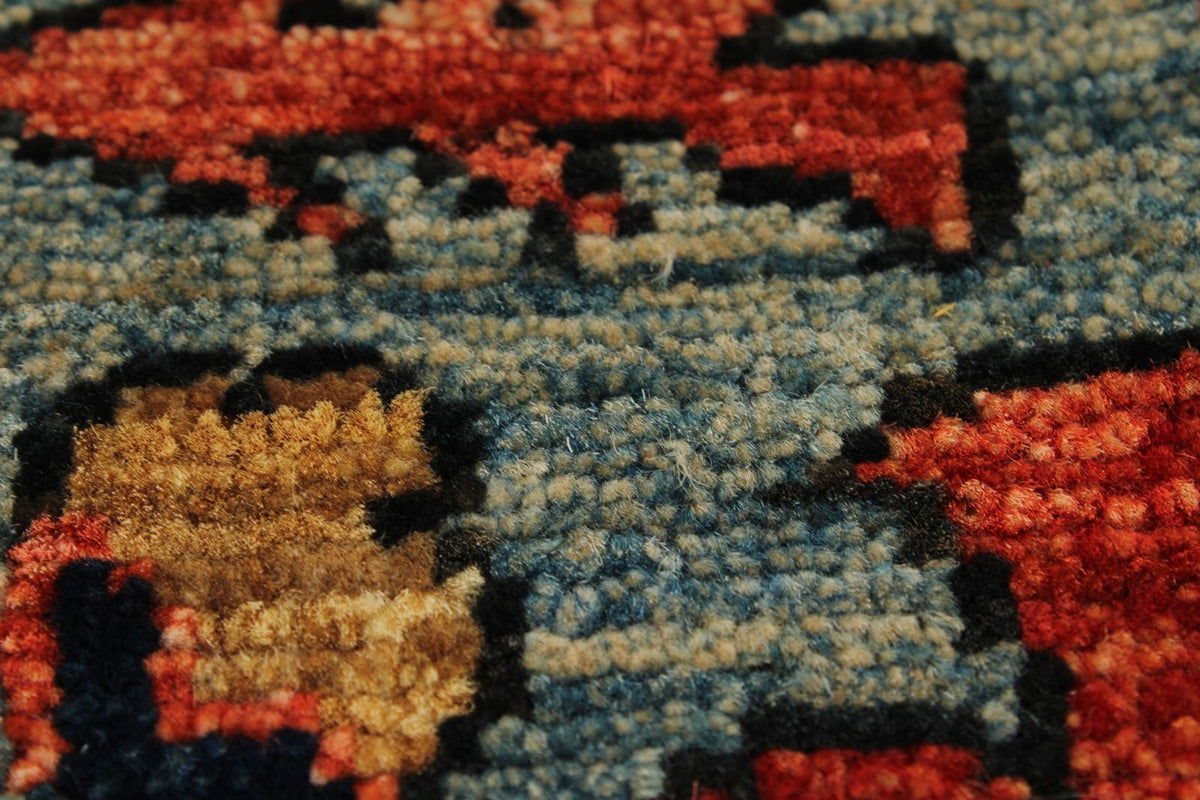 8x10 Rust and Light Blue Anatolian Traditional Rug
