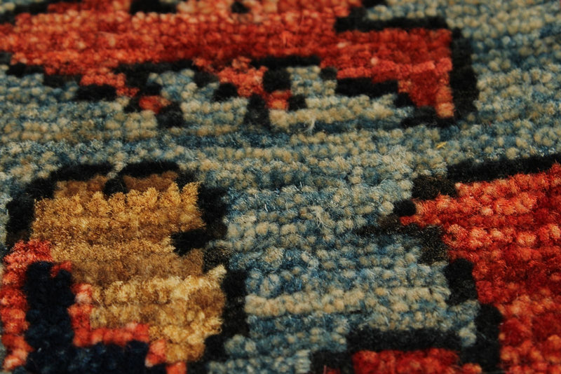 8x10 Rust and Light Blue Anatolian Traditional Rug