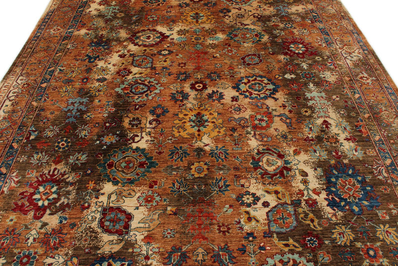 8x10 Brown and Multicolor Anatolian Traditional Rug