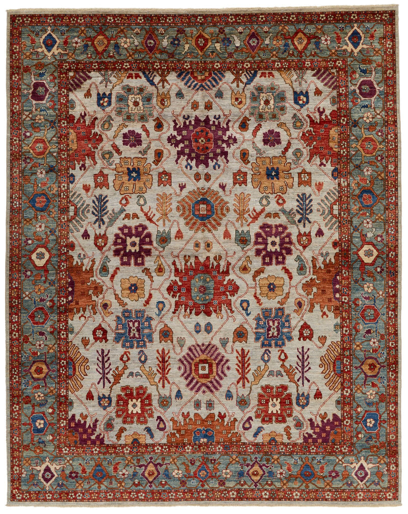 8x10 Gray and Green Anatolian Traditional Rug