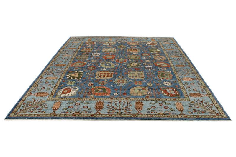 8x10 Navy and Blue Anatolian Traditional Rug