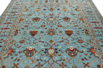 8x9 Light Blue and Multicolor Turkish Tribal Rug