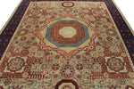 8x10 Light Green and Navy Turkish Tribal Rug