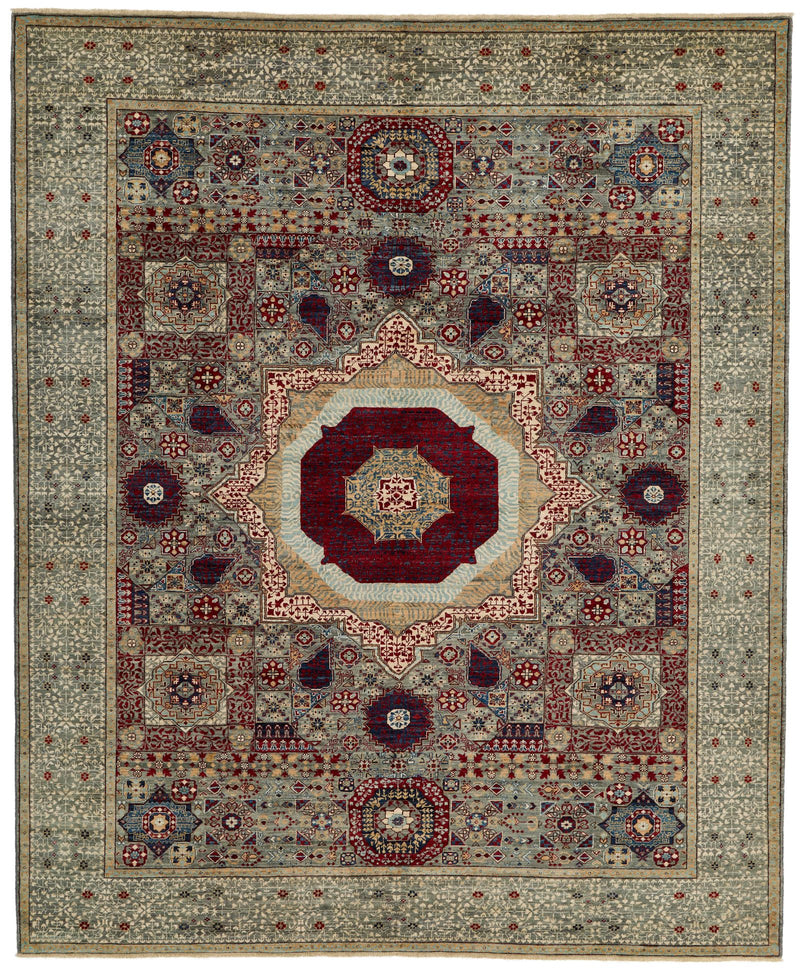 8x10 Gray and Multicolor Turkish Tribal Rug