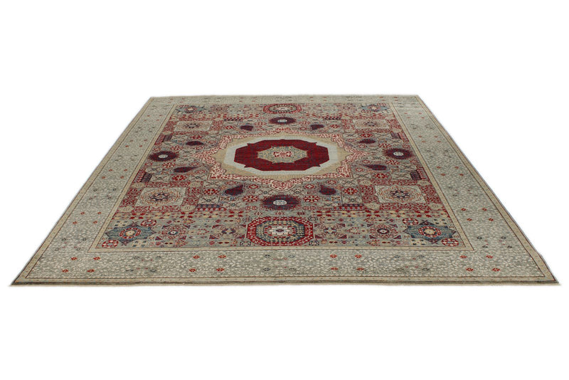 8x10 Gray and Multicolor Turkish Tribal Rug
