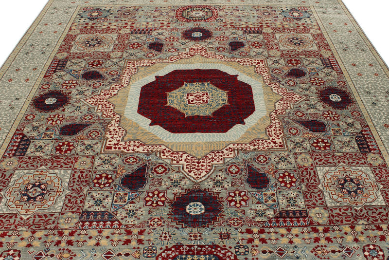 8x10 Gray and Multicolor Turkish Tribal Rug