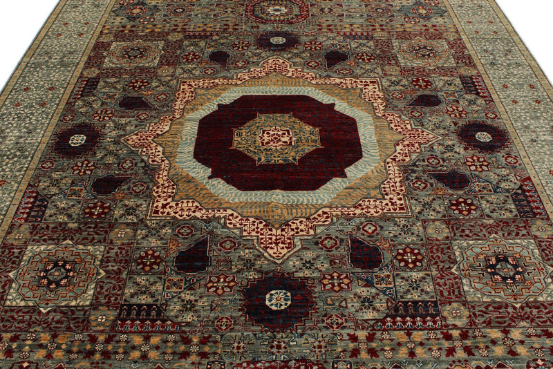 8x10 Gray and Multicolor Turkish Tribal Rug
