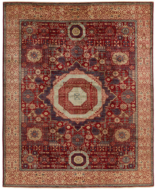 8x10 Red and Ivory Turkish Tribal Rug