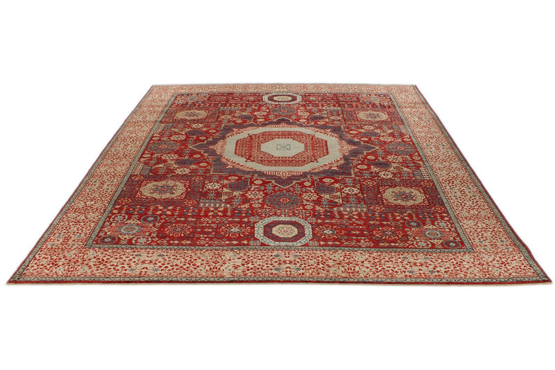 8x10 Red and Ivory Turkish Tribal Rug